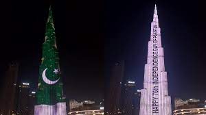 Burj Khalifa lights up with Pak flag on National Day