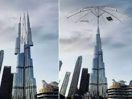 Burj Khalifa 'splits open' to reveal giant umbrella